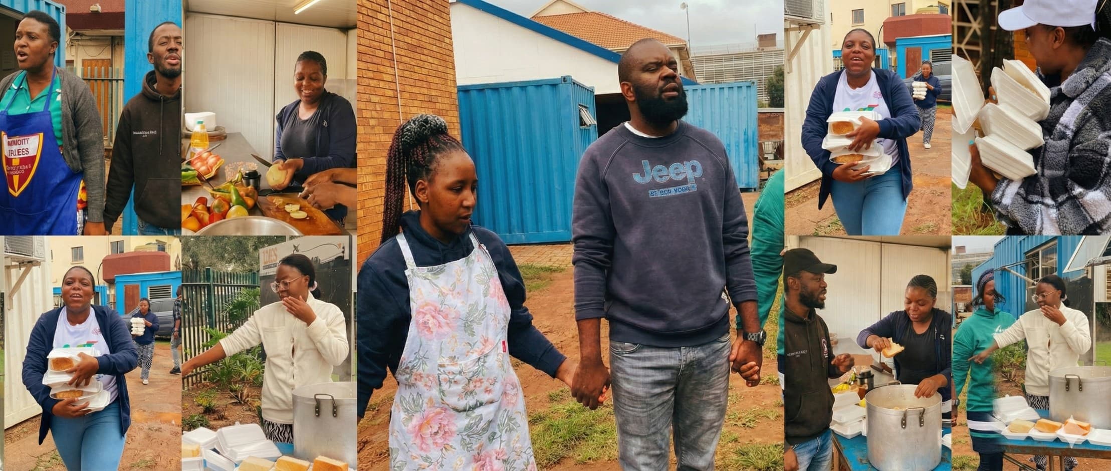 People serving together